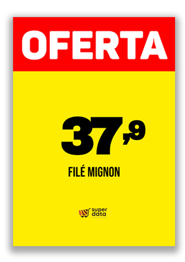 cartaz de oferta fácil em amarelo e vermelho com preço em destaque