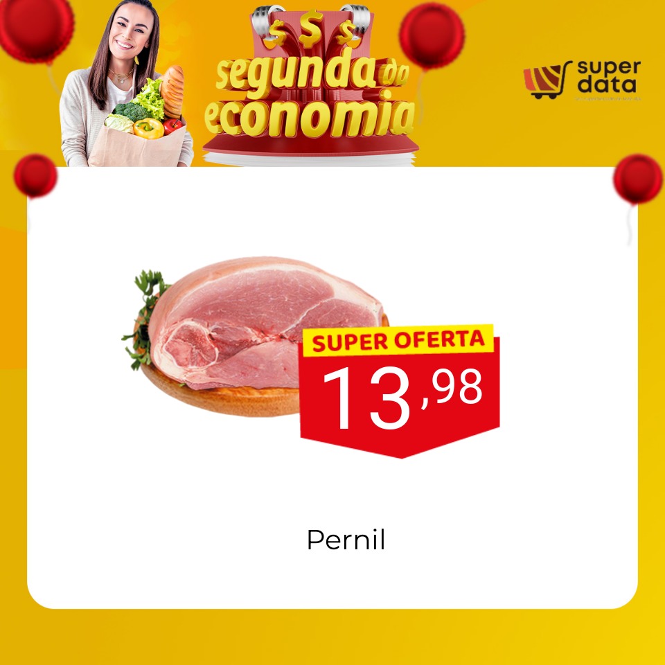Exemplo de encarte digital de supermercado com um único produto em destaque, preço grande e validade