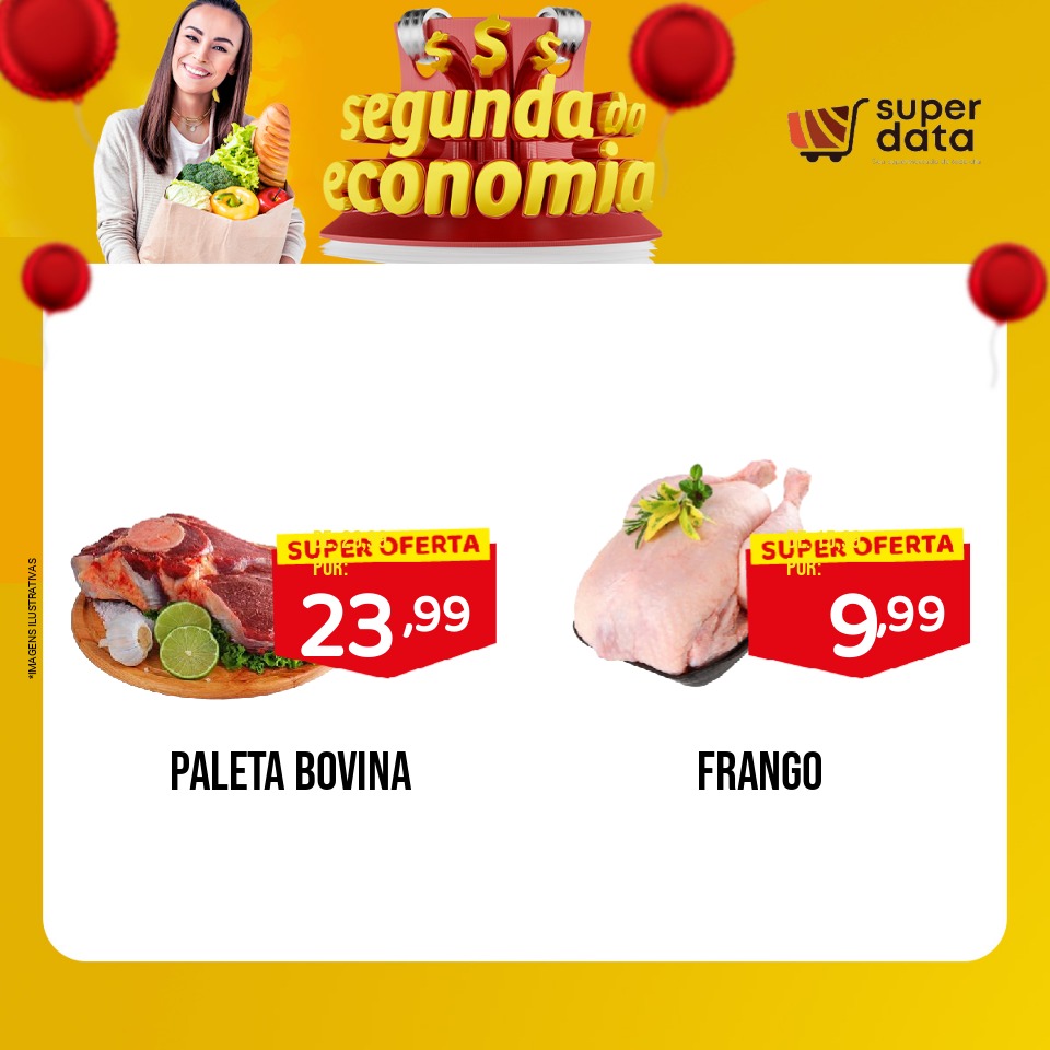 Exemplo de encarte de supermercado com dois produtos em oferta no formato quadrado para Instagram