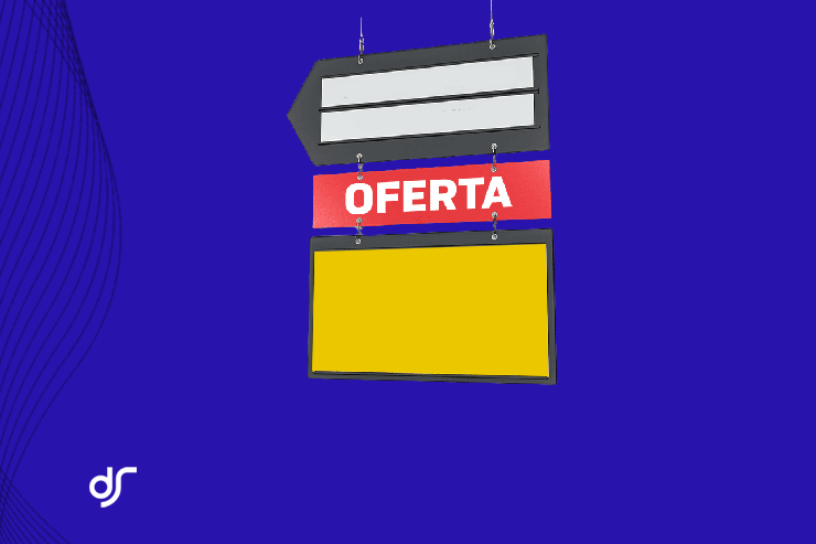 Tipos de cartaz de oferta aplicados na sinalização interna de supermercado independente